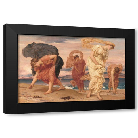 By the Sea Black Modern Wood Framed Art Print with Double Matting by Leighton, Frederic