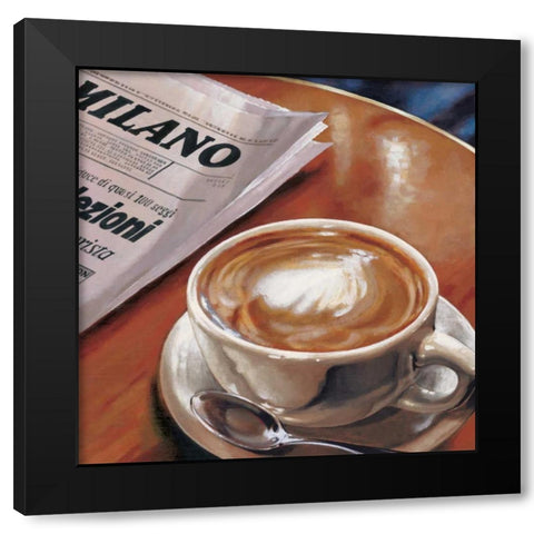 Cappuccino al Bar Black Modern Wood Framed Art Print by Landi, Federico