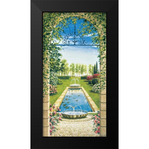 Giardino con ninfeo Black Modern Wood Framed Art Print by Mannarini, Giovanbattista