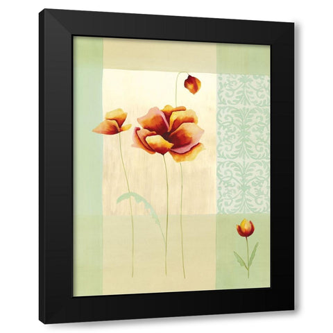 Tulipes et coquelicots II Black Modern Wood Framed Art Print by Boulez, Genevieve