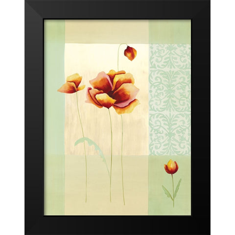 Tulipes et coquelicots II Black Modern Wood Framed Art Print by Boulez, Genevieve