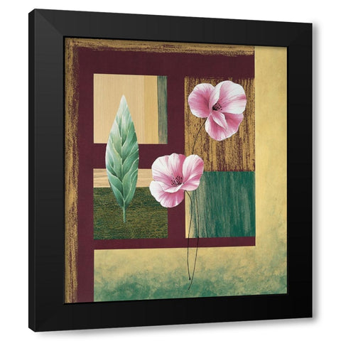 Coquelicots et feuilles II Black Modern Wood Framed Art Print with Double Matting by Boulez, Genevieve