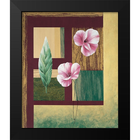 Coquelicots et feuilles II Black Modern Wood Framed Art Print by Boulez, Genevieve