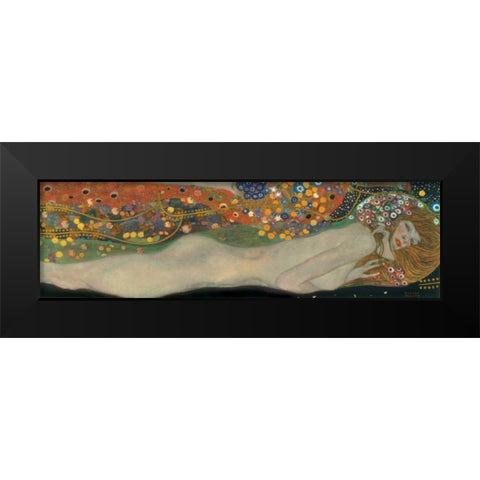 Sea Serpents III Black Modern Wood Framed Art Print by Klimt, Gustav