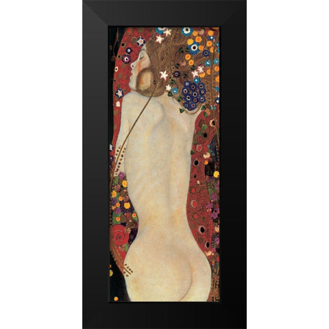Sea Serpents IV Black Modern Wood Framed Art Print by Klimt, Gustav
