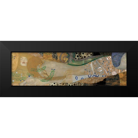 Sea Serpents I Black Modern Wood Framed Art Print by Klimt, Gustav