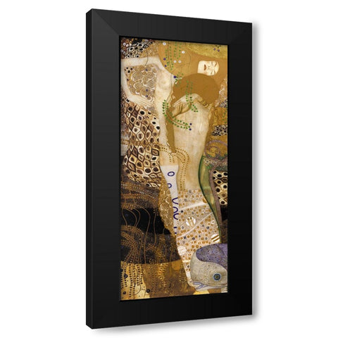 Sea Serpents II Black Modern Wood Framed Art Print with Double Matting by Klimt, Gustav