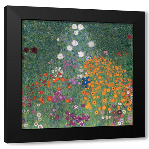 Flowery Garden Black Modern Wood Framed Art Print with Double Matting by Klimt, Gustav