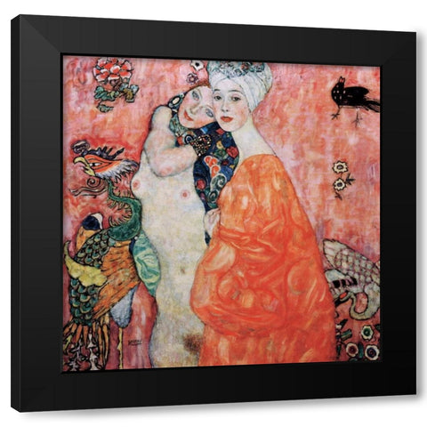 Le amiche Black Modern Wood Framed Art Print with Double Matting by Klimt, Gustav