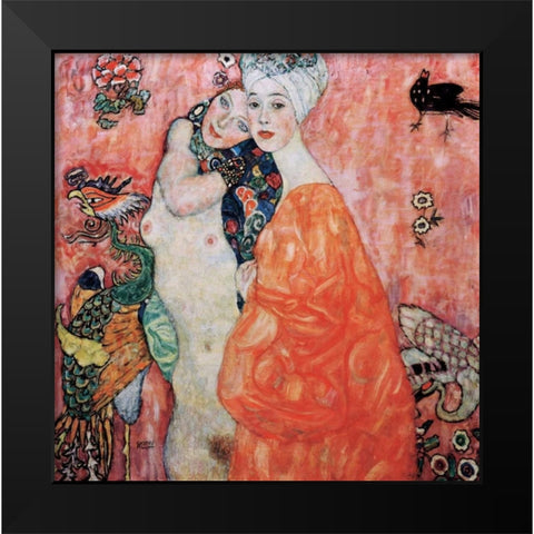 Le amiche Black Modern Wood Framed Art Print by Klimt, Gustav