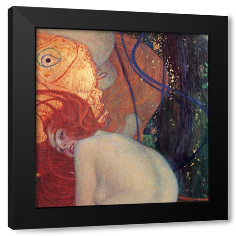Goldfish Black Modern Wood Framed Art Print with Double Matting by Klimt, Gustav