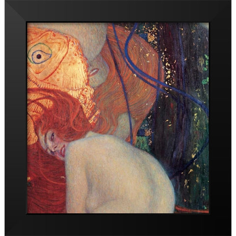 Goldfish Black Modern Wood Framed Art Print by Klimt, Gustav