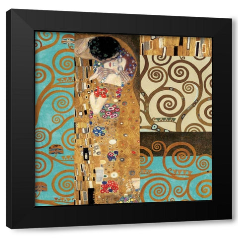 Klimt IV 150th Anniversary - The Kiss Black Modern Wood Framed Art Print with Double Matting by Klimt, Gustav