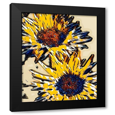 Blue and Yellow Pop Black Modern Wood Framed Art Print with Double Matting by Bannon, Heidi