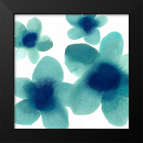 Aqua Blooms I Black Modern Wood Framed Art Print by Carlson, Hannah