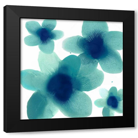 Aqua Blooms II Black Modern Wood Framed Art Print by Carlson, Hannah