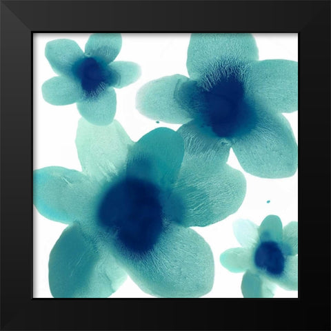 Aqua Blooms II Black Modern Wood Framed Art Print by Carlson, Hannah