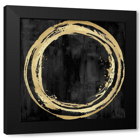 Circle Gold on Black I Black Modern Wood Framed Art Print by Harris, Natalie