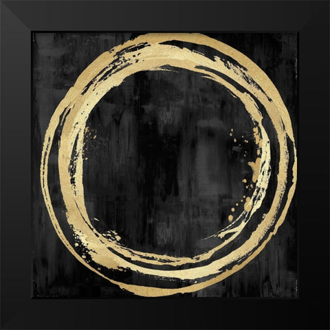 Circle Gold on Black I Black Modern Wood Framed Art Print by Harris, Natalie