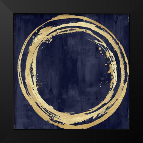 Circle Gold on Blue I Black Modern Wood Framed Art Print by Harris, Natalie