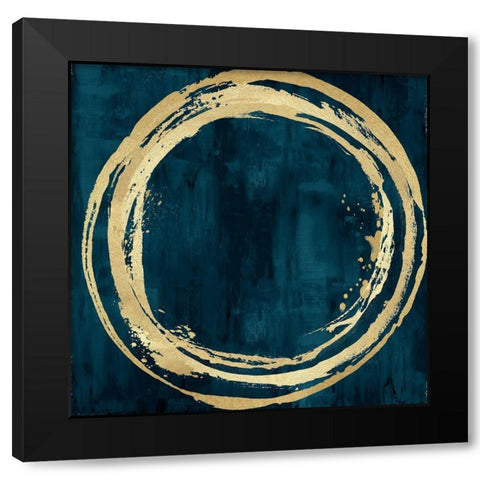 Circle Gold on Teal I Black Modern Wood Framed Art Print by Harris, Natalie