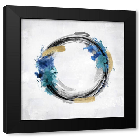 Circle Motion Blue I Black Modern Wood Framed Art Print by Harris, Natalie