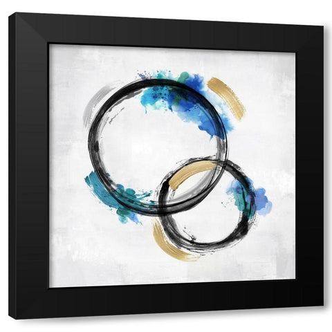 Circle Motion Blue II Black Modern Wood Framed Art Print with Double Matting by Harris, Natalie