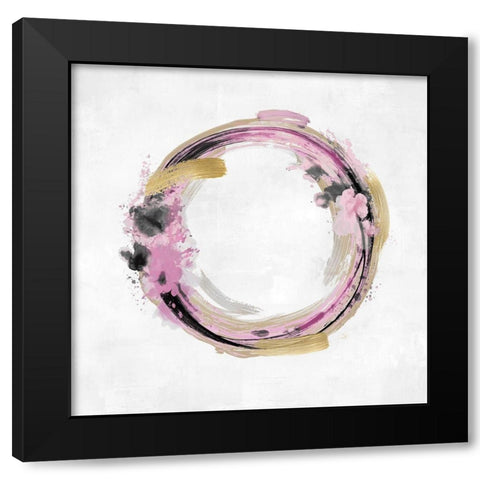 Circle Motion Pink I Black Modern Wood Framed Art Print with Double Matting by Harris, Natalie