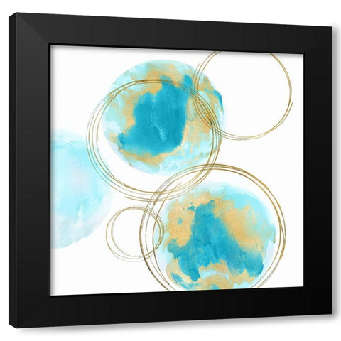 Circular Aqua and Gold I Black Modern Wood Framed Art Print by Harris, Natalie
