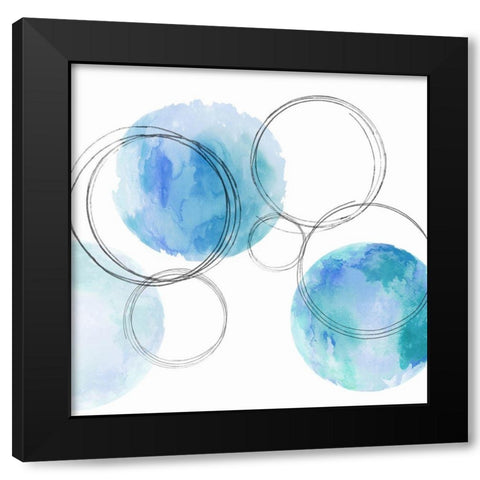 Circular Aqua II Black Modern Wood Framed Art Print with Double Matting by Harris, Natalie