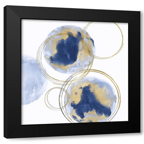 Circular Blue and Gold I Black Modern Wood Framed Art Print with Double Matting by Harris, Natalie