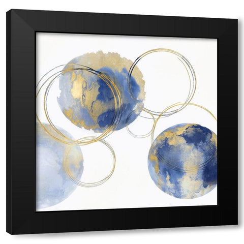 Circular Blue and Gold II Black Modern Wood Framed Art Print with Double Matting by Harris, Natalie