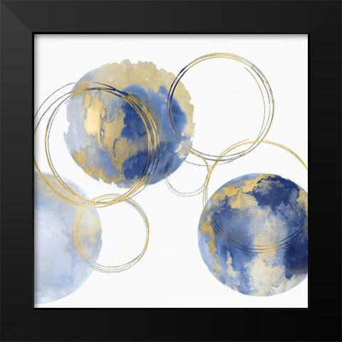 Circular Blue and Gold II Black Modern Wood Framed Art Print by Harris, Natalie