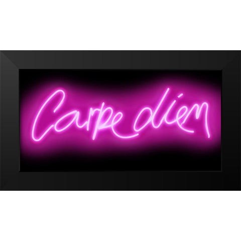 Neon Carpe Diem PB Black Modern Wood Framed Art Print by Carr, Hailey