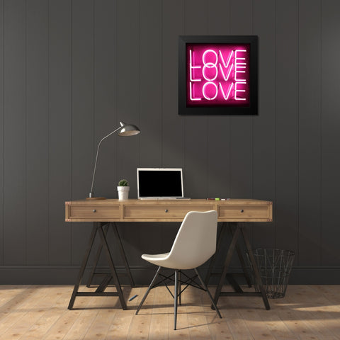Neon Love Love Love PB Black Modern Wood Framed Art Print by Carr, Hailey