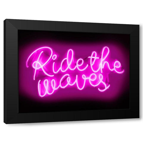 Neon Ride The Waves PB Black Modern Wood Framed Art Print with Double Matting by Carr, Hailey