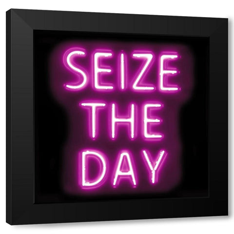 Neon Seize The Day PB Black Modern Wood Framed Art Print with Double Matting by Carr, Hailey