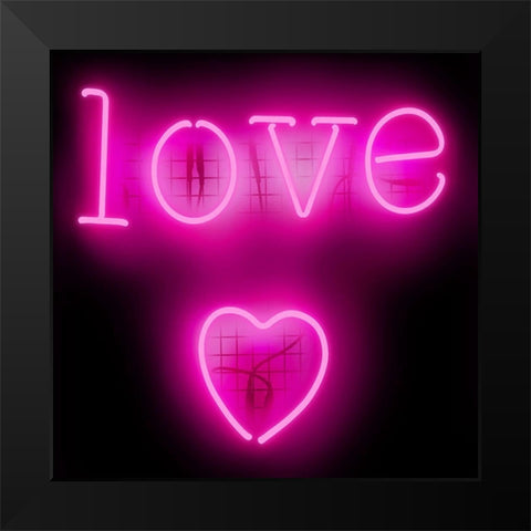 Neon Love Heart PB Black Modern Wood Framed Art Print by Carr, Hailey