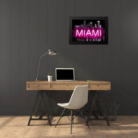 Neon Miami PB Black Modern Wood Framed Art Print by Carr, Hailey