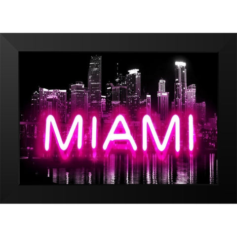 Neon Miami PB Black Modern Wood Framed Art Print by Carr, Hailey