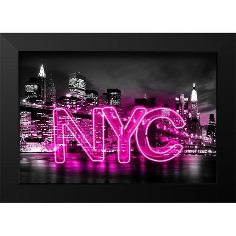 Neon New York City PB Black Modern Wood Framed Art Print by Carr, Hailey