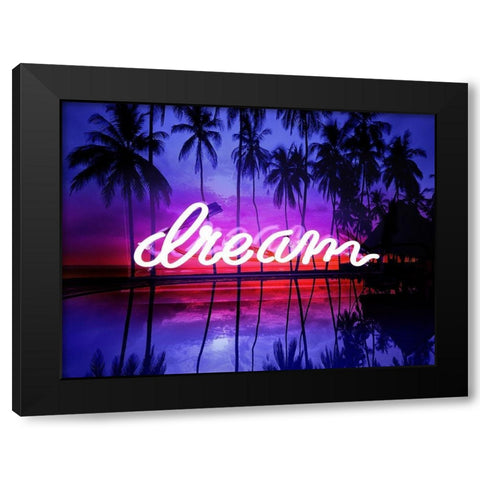 Neon Dream Beach PB Black Modern Wood Framed Art Print with Double Matting by Carr, Hailey