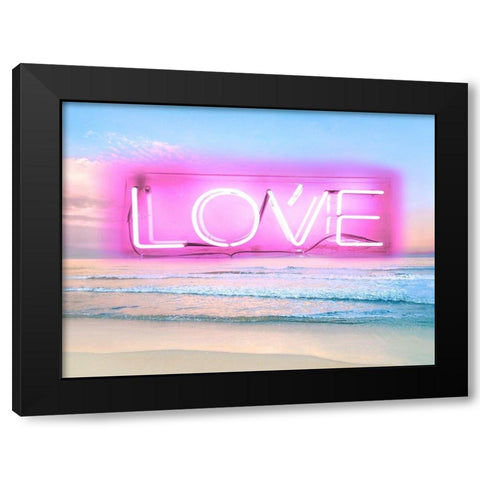 Neon Love Beach PB Black Modern Wood Framed Art Print with Double Matting by Carr, Hailey