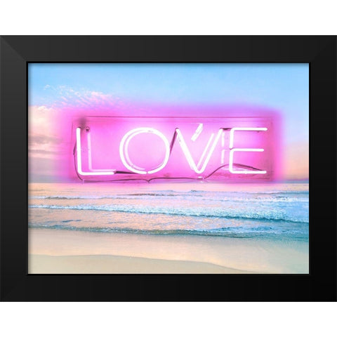 Neon Love Beach PB Black Modern Wood Framed Art Print by Carr, Hailey