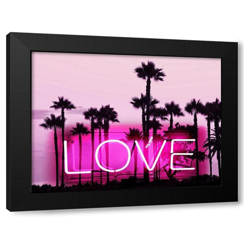 Neon Love Palms PB Black Modern Wood Framed Art Print with Double Matting by Carr, Hailey