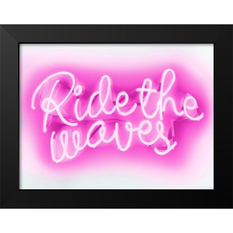 Neon Ride The Waves PW Black Modern Wood Framed Art Print by Carr, Hailey