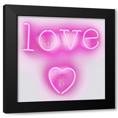 Neon Love Heart PW Black Modern Wood Framed Art Print by Carr, Hailey