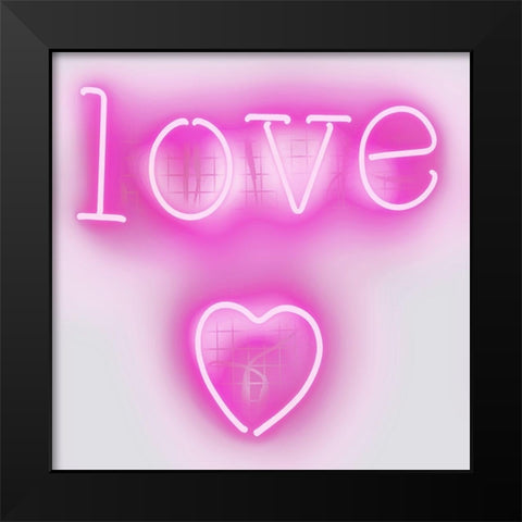 Neon Love Heart PW Black Modern Wood Framed Art Print by Carr, Hailey