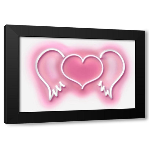 Neon Heart Wings PW Black Modern Wood Framed Art Print with Double Matting by Carr, Hailey