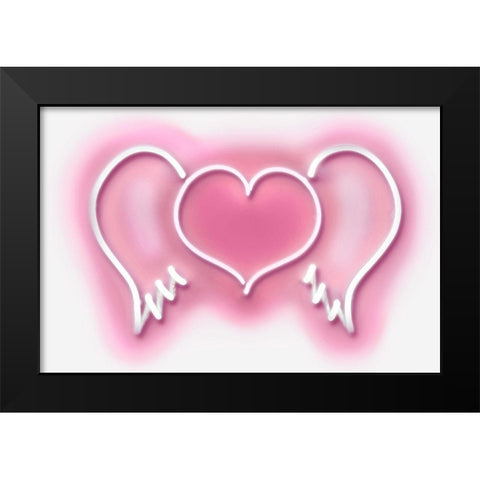 Neon Heart Wings PW Black Modern Wood Framed Art Print by Carr, Hailey